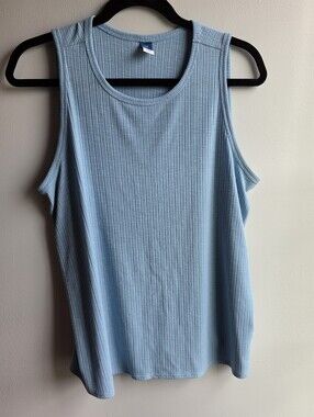 Old Navy Womens Large Luxe Ribbed-Knit Swing Tank Top In Light Blue